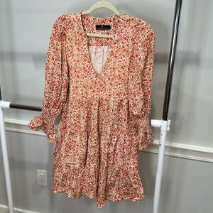 Pomander place flower dress ruffle  red and green